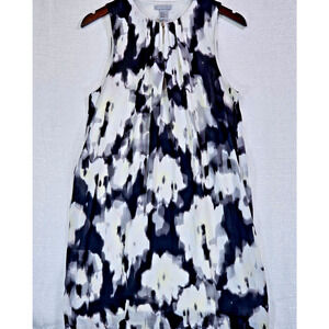 H&M Dress Abstract Black, White, Yellow Floral Sleeveless Knee Length Sz Medium